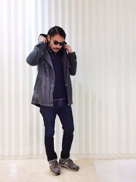 「グレー」｜「アイテム（モッズコート）」を使った、PAPASOLTさん（メンズ・171cm）の秋コーディネート