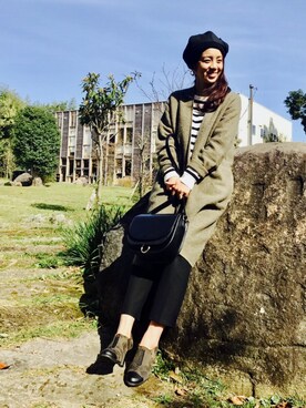 「ロングニット」｜「アイテム（その他）」を使った、りんさん（レディース・155cm）の秋コーディネート