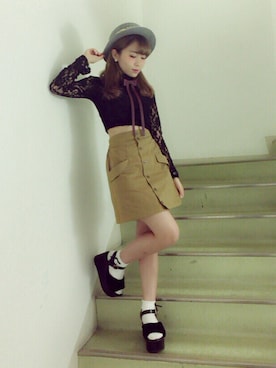 「one way（ワンウェイ）のアイテム（帽子）」を使った、りさこ Lv.26さん（レディース・154cm）の秋コーディネート