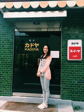 「STARMIMI（スターミミ）のアイテム（ピーコート）」を使った、happypipiさん（レディース・165cm）の夏コーディネート
