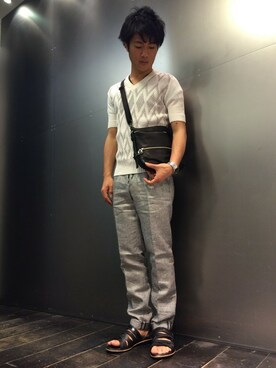 「5351 POUR LES HOMMES（ゴーサンゴーイチプールオム）のアイテム（サンダル）」を使った、Tomuraさん（メンズ・168cm）の夏コーディネート