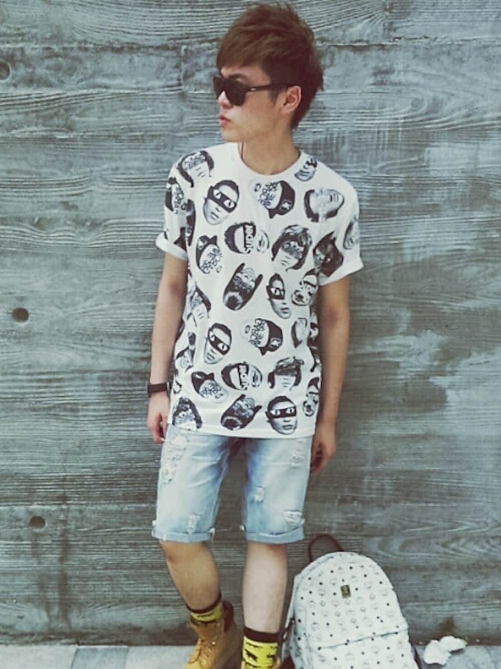 「summer、Timberland、MCMではない、dotshop、Stanley」｜「MCMのBag: MCM （バックパック/リュック、ホワイト系）」を使った、kyle97sさん（メンズ・175cm）の夏コーディネートの1枚目の写真