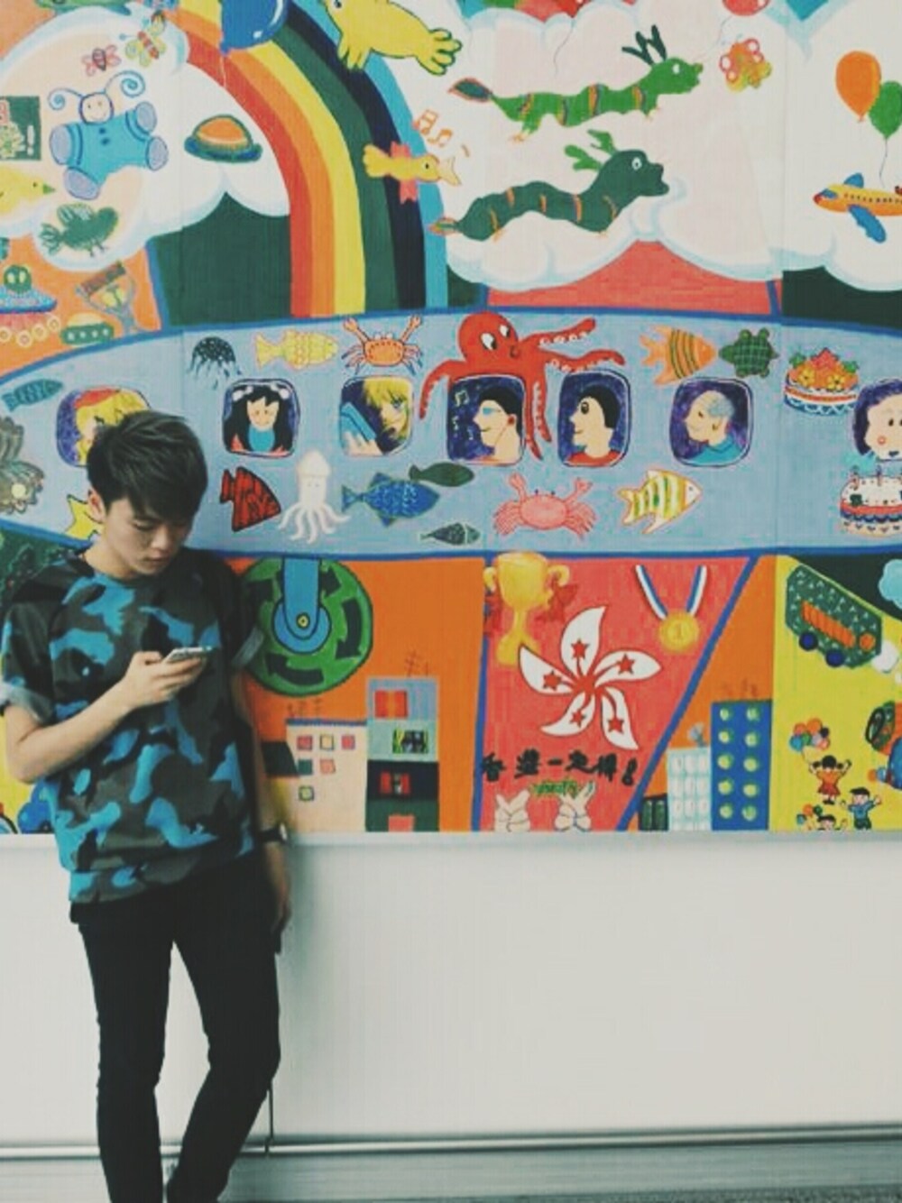 「ZARA、Wall、reebokpump、collect point、street fashion、paintings fashion」｜「ZARAのアイテム（Tシャツ/カットソー、その他）」を使った、kyle97sさん（メンズ・173cm）の夏コーディネートの1枚目の写真