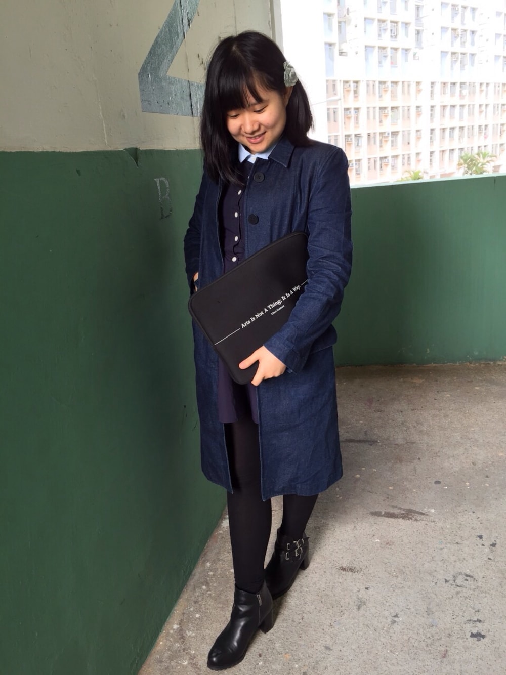 「no brandのアイテム（レギンス/スパッツ、レッド系）」を使った、北部子さん（レディース・161cm）の冬コーディネートの1枚目の写真