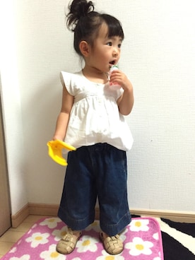 「BNT（ビーエヌティー　　）のアイテム（パンツ）」を使った、smiiyᵕ̈さん（キッズ・80cm）の夏コーディネート