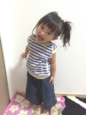 「BNT（ビーエヌティー　　）のアイテム（パンツ）」を使った、smiiyᵕ̈さん（キッズ・80cm）の夏コーディネート