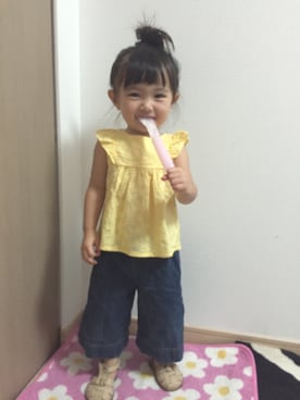 「BNT（ビーエヌティー　　）のアイテム（パンツ）」を使った、smiiyᵕ̈さん（キッズ・80cm）の夏コーディネート