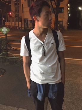 「LACOSTE」｜「アイテム（デニムジャケット）」を使った、thothさん（メンズ・170cm）の夏コーディネート