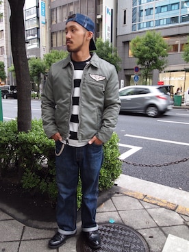 「新作」｜「アイテム（ライダースジャケット）」を使った、matsuokaさん（メンズ・170cm）の秋コーディネート
