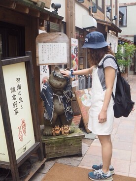 「archives（アルシーヴ）のアイテム（サロペット/オーバーオール）」を使った、shuuu✌︎さん（レディース・158cm）の夏コーディネート