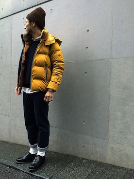 「アイテム（ニットキャップ/ビーニー）」を使った、MASATOSHI KOMORIさん（メンズ・173cm・20代）の冬コーディネート