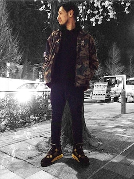 「F.C.R.B.（エフシーアールビー）のアイテム（ブルゾン）」を使った、MASATOSHI KOMORIさん（メンズ・173cm）の冬コーディネート