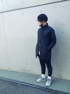 「デサント」｜「アイテム（ダウンジャケット/コート）」を使った、MASATOSHI KOMORIさん（メンズ・173cm）の冬コーディネート