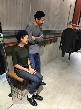 「オリーブ」｜「アイテム（ハンチング/ベレー帽）」を使った、MASATOSHI KOMORIさん（メンズ・173cm）の秋コーディネート