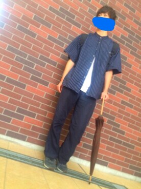 「古着のアイテム（シャツ/ブラウス、ブルー系）」を使った、Y.Kさん（メンズ・178cm）の夏コーディネート