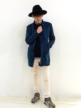 「ADLIB（アドリブ）のアイテム（ピーコート）」を使った、Yatho Wongさん（メンズ・175cm）の冬コーディネート