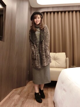 「ALDO（アルド）のアイテム（ブーティ）」を使った、Amberlu さん（レディース・157cm）の冬コーディネート
