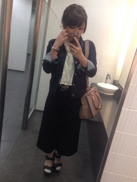 「くつした」｜「アイテム（デニムジャケット）」を使った、a＊＊ncha＊nさん（レディース・150cm）の春コーディネート