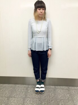 「ブルー x ホワイト」｜こばやしきえさん（レディース・168cm）の春コーディネート