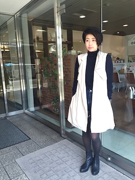 「仕事コーデ」｜「アイテム（ハンチング/ベレー帽）」を使った、こばやしきえさん（レディース・168cm）の春コーディネート