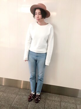 「スリッパ」｜「アイテム（スウェット）」を使った、こばやしきえさん（レディース・168cm）の春コーディネート