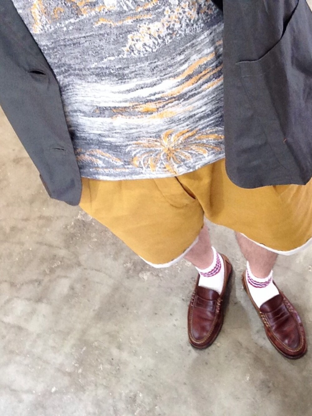 「UMIT BENAN、SUN/KAKKE、Paraboot、artcomesfirst」｜「umit benanのアイテム（テーラードジャケット、グリーン系）」を使った、kakumiさん（メンズ・174cm）の夏コーディネートの1枚目の写真