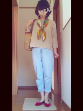 「マムジーンズ」｜❁ÿukko❁さん（レディース・157cm）の冬コーディネート