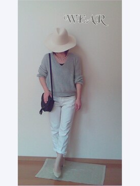 「e.r.g*（イーアールジー）のアイテム（帽子）」を使った、❁ÿukko❁さん（レディース・157cm）の春コーディネート