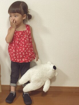 「no brand（ノーブランド）のアイテム（その他シューズ）」を使った、mimimiさん（キッズ・90cm）の夏コーディネート