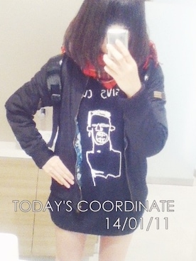 「WEGO（ウィゴー）のアイテム（ブルゾン）」を使った、胡桃さん（レディース・165cm）の冬コーディネート