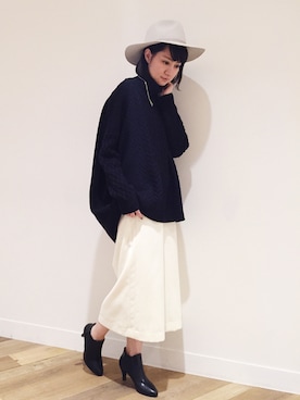 「HARE（ハレ）のアイテム（ブーティ）」を使った、inhhhan®さん（レディース・165cm）の秋コーディネート