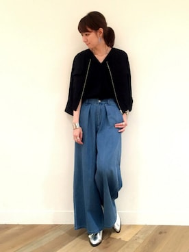 「ペタンコ靴」｜「アイテム（ブルゾン）」を使った、inhhhan®さん（レディース・165cm）の春コーディネート