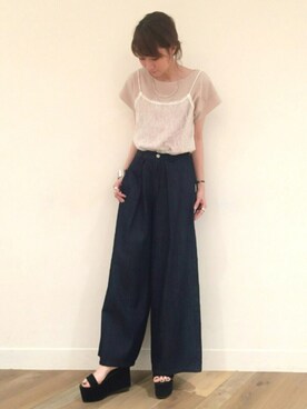 「HARE（ハレ）のレースキャミソールコンビネゾン(HARE)（サロペット/オーバーオール）」を使った、inhhhan®さん（レディース・165cm）の春コーディネート