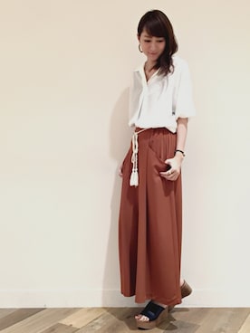 「HARE（ハレ）のアクリルＢＩＧフープピアス（HARE）（ピアス（両耳用））」を使った、inhhhan®さん（レディース・165cm）の夏コーディネート