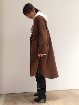 「テラコッタ」｜「アイテム（チェスターコート）」を使った、inhhhan®さん（レディース・165cm）の秋コーディネート