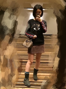 「アイテム（クラッチバッグ、その他）」を使った、kuma_ichiiiiさん（レディース・163cm）の冬コーディネート