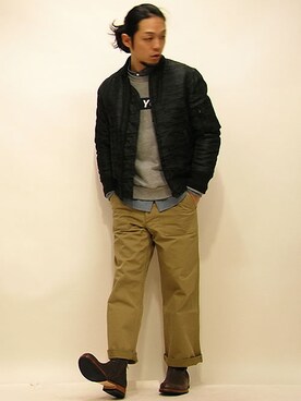 「THREE BLIND MICE（スリーブラインドマイス）のアイテム（ジャケット/アウター）」を使った、セキさん（メンズ・180cm）の冬コーディネート