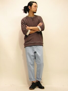 「THREE BLIND MICE（スリーブラインドマイス）のアイテム（パンツ）」を使った、セキさん（メンズ・180cm）の春コーディネート