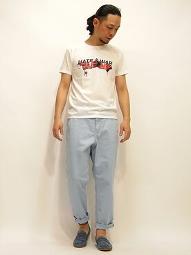 「THREE BLIND MICE（スリーブラインドマイス）のアイテム（パンツ）」を使った、セキさん（メンズ・180cm）の春コーディネート