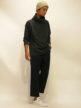 「THREE BLIND MICE（スリーブラインドマイス）のアイテム（スラックス）」を使った、セキさん（メンズ・180cm）の秋コーディネート