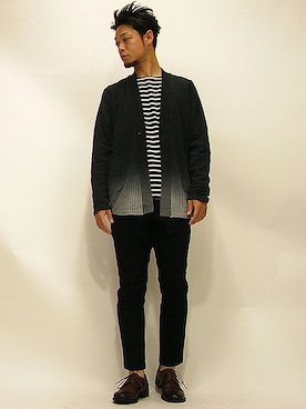 「THREE BLIND MICE（スリーブラインドマイス）のアイテム（パンツ）」を使った、セキさん（メンズ・180cm）の秋コーディネート