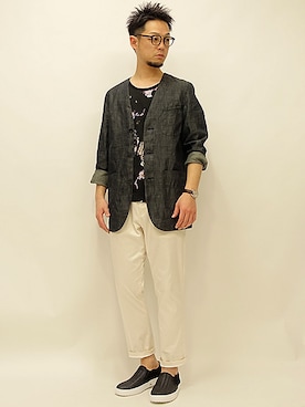 「PADRONE（パドローネ）のアイテム（スニーカー）」を使った、セキさん（メンズ・180cm）の春コーディネート