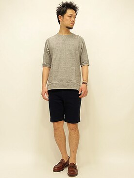 「 ショーツ」｜「アイテム（スウェット）」を使った、セキさん（メンズ・180cm）の春コーディネート
