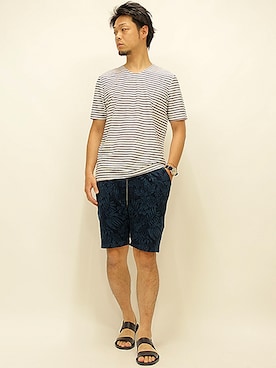 「ボーダーTシャツ」｜セキさん（メンズ・180cm）の夏コーディネート