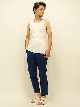 「THREE BLIND MICE（スリーブラインドマイス）のアイテム（パンツ）」を使った、セキさん（メンズ・180cm）の夏コーディネート