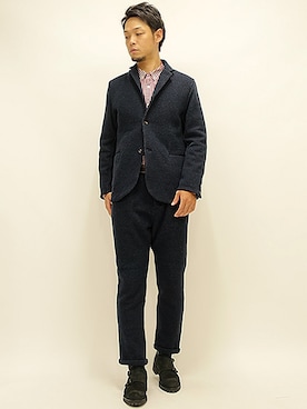 「 ウールパンツ」｜「アイテム（テーラードジャケット）」を使った、セキさん（メンズ・180cm）の秋コーディネート