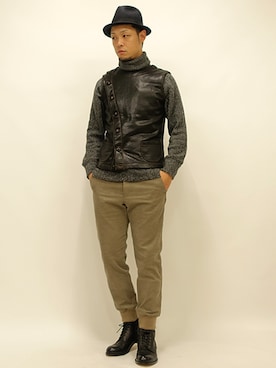 「アイテム（ベスト）」を使った、セキさん（メンズ・180cm・30代）の秋コーディネート