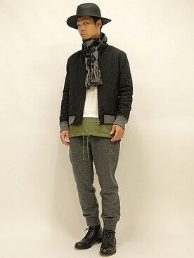 「 ウールパンツ」｜「アイテム（ジャケット/アウター）」を使った、セキさん（メンズ・180cm）の冬コーディネート