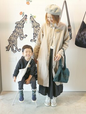「ミナペルホネン」｜「アイテム（ハンチング/ベレー帽）」を使った、sora.さん（キッズ・90cm）の秋コーディネート