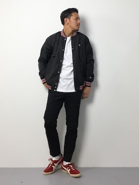 「Champion（チャンピオン）のアイテム（ナイロンジャケット）」を使った、ryoma nagaokaさん（メンズ・182cm）の冬コーディネート